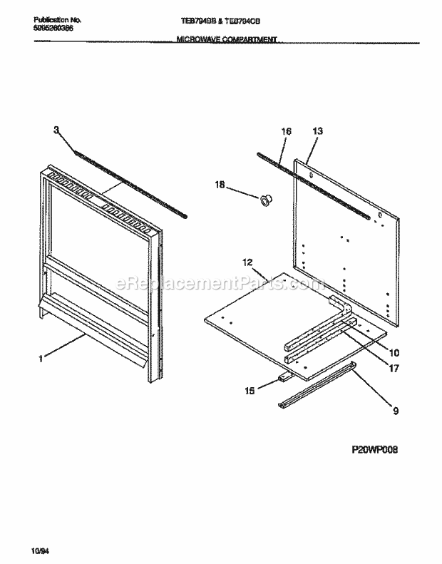 Tappan TEB794CBSA Slide-In, Electric Electric Range - 5995260386 Microwave Compartment Diagram