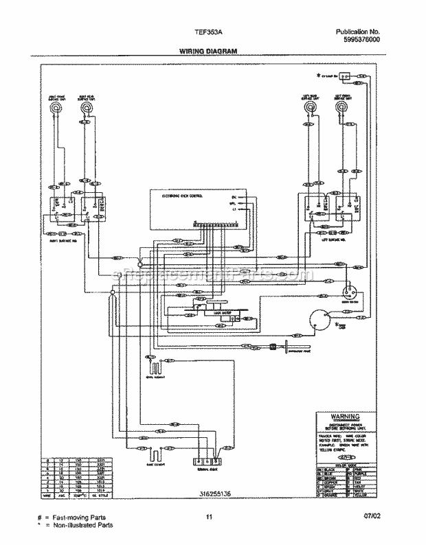 Tappan TEF353AQC Freestanding, Electric Range Page F Diagram