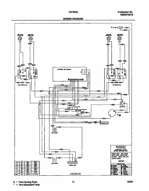 Tappan TEF353AUB Freestanding, Electric Range Page F Diagram