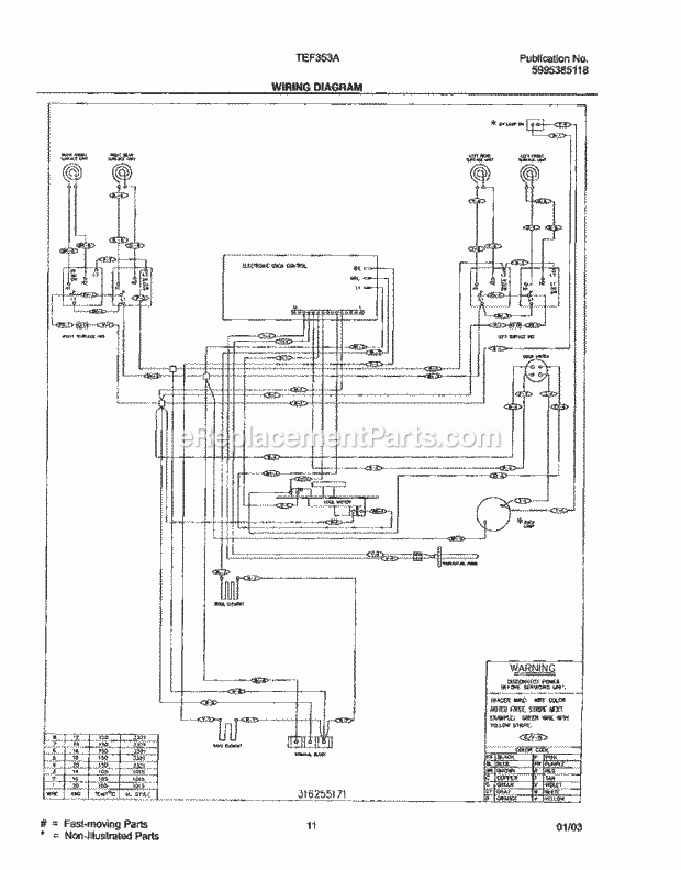 Tappan TEF353AWD Freestanding, Electric Range Page F Diagram