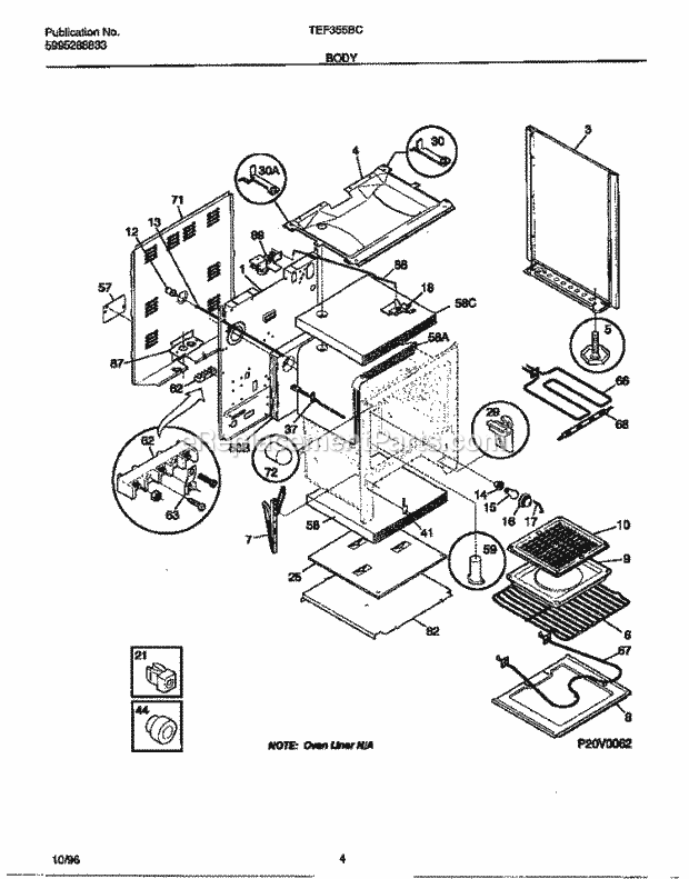 Tappan TEF355BCDC Freestanding, Electric Tappan Electric Range - 5995288833 Body Diagram