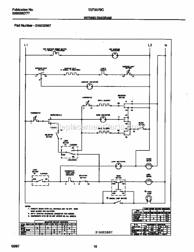 Tappan TEF357BCWE Freestanding, Electric Tappan Electric Range - 5995292777 Page F Diagram