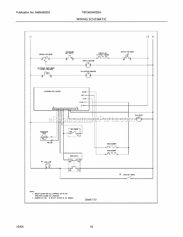Tappan TEF360MXDSA Freestanding, Electric Electric Range Page G Diagram