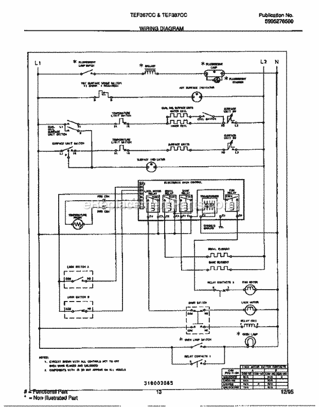 Tappan TEF367CCSB Freestanding, Electric Electric Range - 5995276580 Page G Diagram