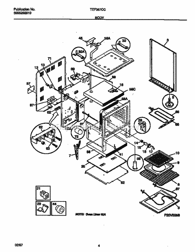 Tappan TEF367CCSD Freestanding, Electric Tappan Electric Range - 5995292819 Body Diagram