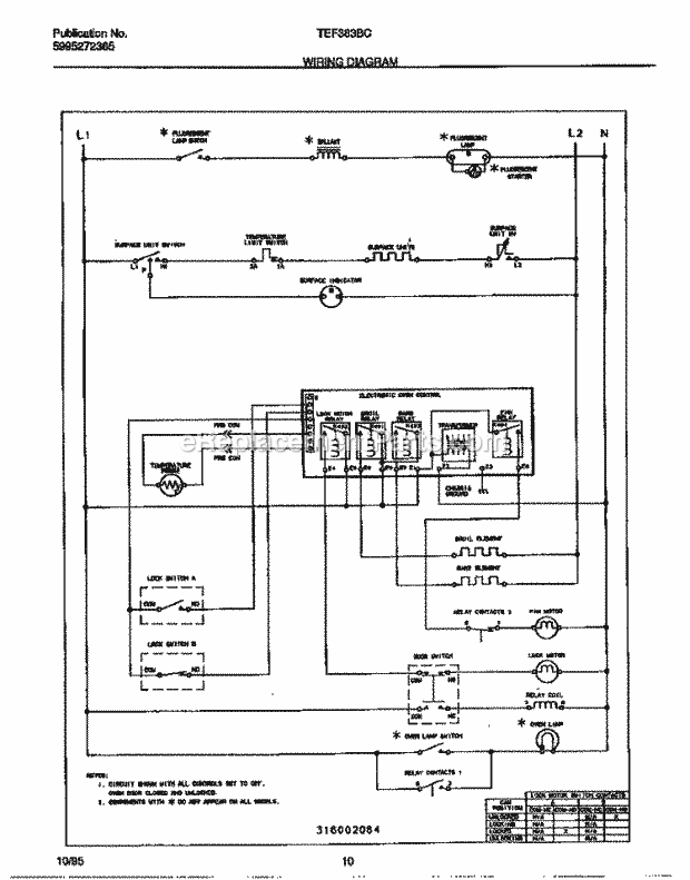 Tappan TEF383BCDA Electric Tappan Electric Range - 5995272365 Page F Diagram