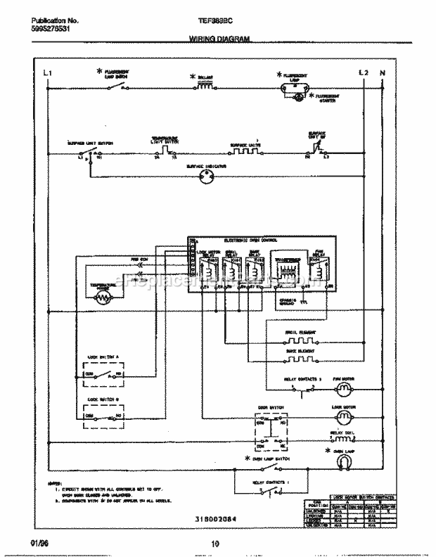 Tappan TEF383BCDB Electric Electric Range - 5995276531 Page F Diagram