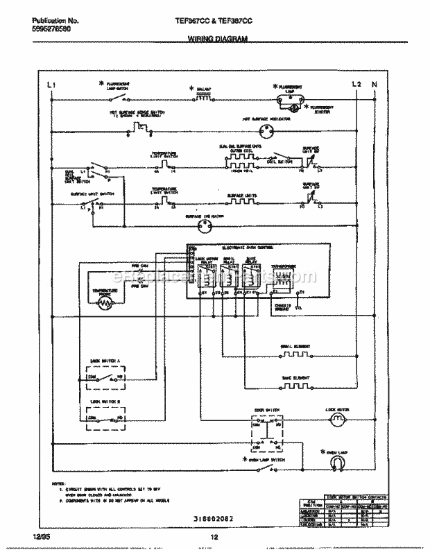 Tappan TEF387CCSB Electric Electric Range - 5995276580 Page F Diagram