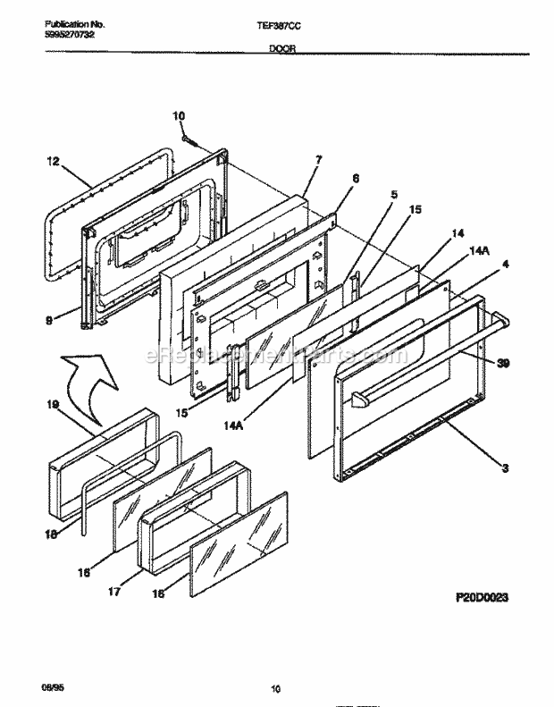 Tappan TEF387CCTA Electric Tappan Electric Range - 5995270732 Door Diagram