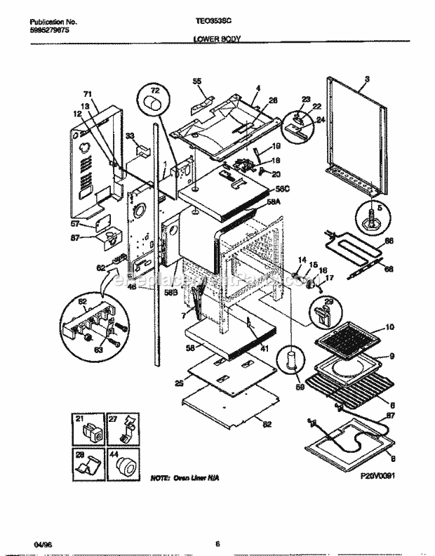 Tappan TEO353SCDC Freestanding, Electric Tappan Electric Range - 5995279675 Lower Body Diagram