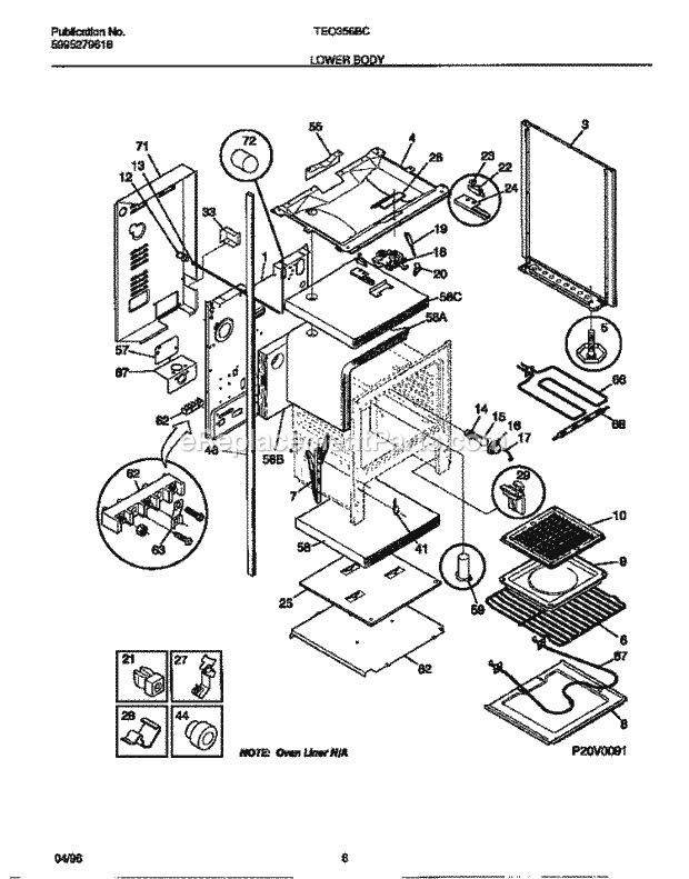 Tappan TEO356BCDC Freestanding, Electric Tappan Electric Range - 5995279618 Lower Body Diagram