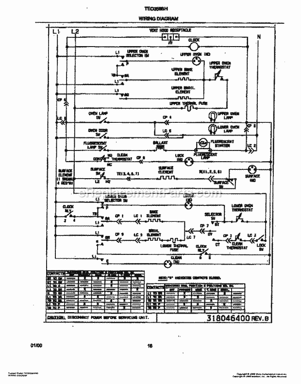 Tappan TEO356BHW1 Freestanding, Electric Tappan/Electric Range Page I Diagram