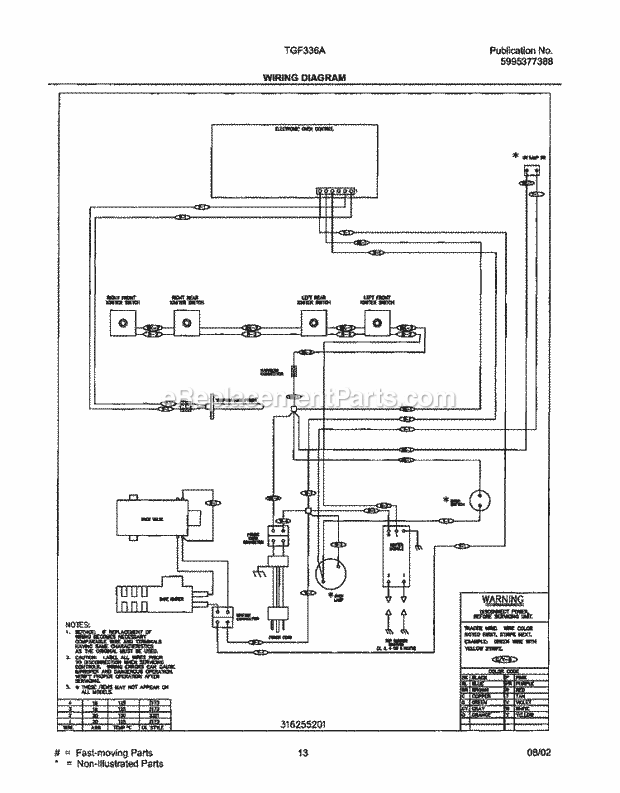 Tappan TGF336AUC Freestanding, Gas Gas Range Page G Diagram