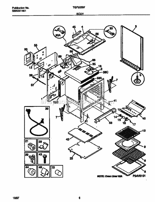 Tappan TGF355BFDB Gas Tappan Gas Range - 5995301461 Body Diagram