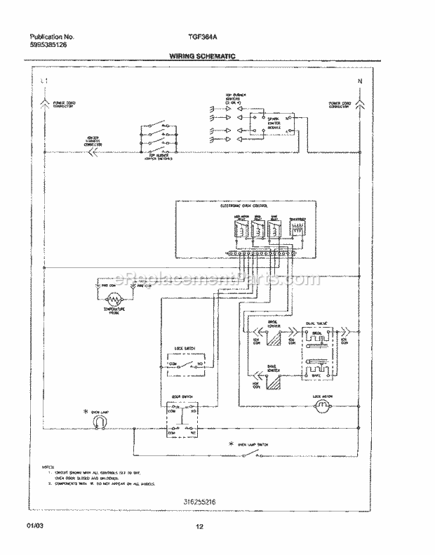 Tappan TGF364AQE Freestanding, Gas Gas Range Page H Diagram