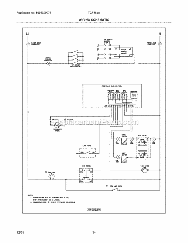 Tappan TGF364ASF Freestanding, Gas Gas Range Page H Diagram