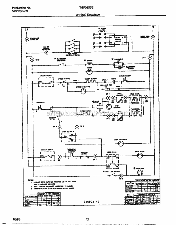 Tappan TGF365BEWA Freestanding, Gas Gas Range Page G Diagram