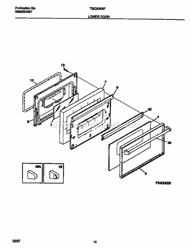 Tappan TGO336BFDB Gas Tappan Gas Range - 5995294567 Lower Door Diagram