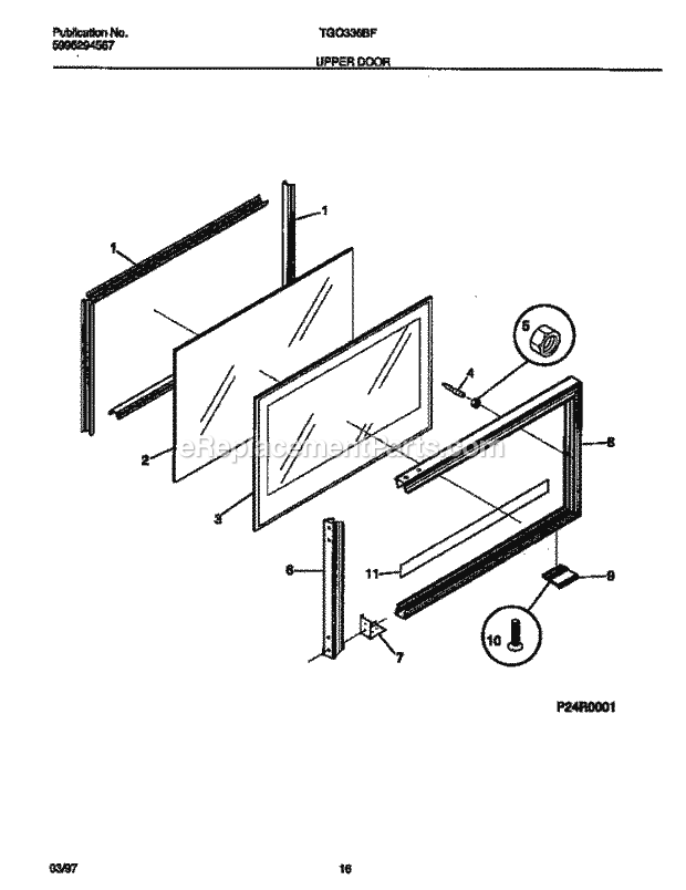 Tappan TGO336BFDB Gas Tappan Gas Range - 5995294567 Upper Door Diagram