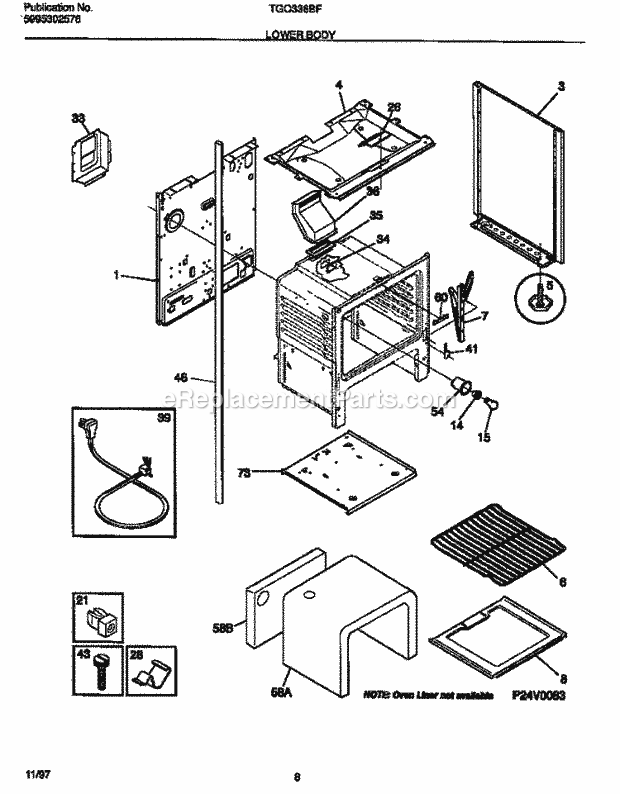 Tappan TGO336BFW1 Gas Tappan Gas Range - 5995302576 Lower Body Diagram