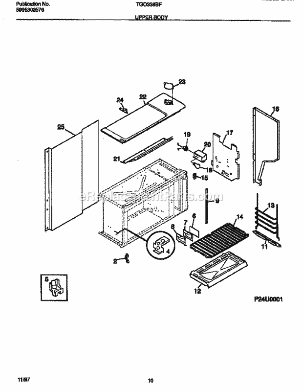 Tappan TGO336BFW1 Gas Tappan Gas Range - 5995302576 Upper Body Diagram