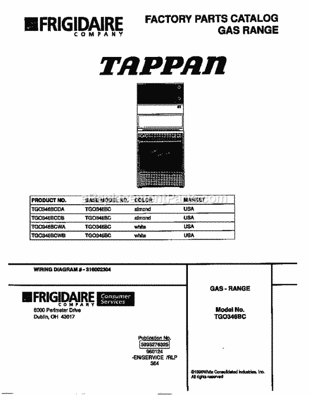 Tappan TGO346BCDB Gas Tappan Gas Range - 5995276325 Page C Diagram