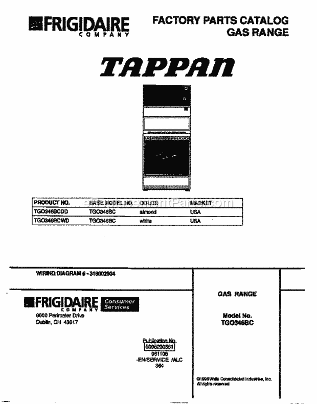 Tappan TGO346BCWD Gas Tappan Gas Range - 5995290581 Page C Diagram