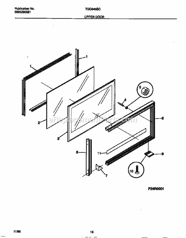 Tappan TGO346BCWD Gas Tappan Gas Range - 5995290581 Upper Door Diagram