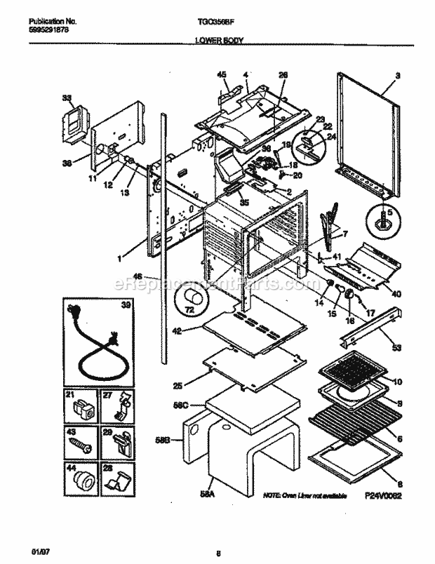 Tappan TGO356BFDA Freestanding, Gas Tappan Gas Range - 5995291878 Lower Body Diagram