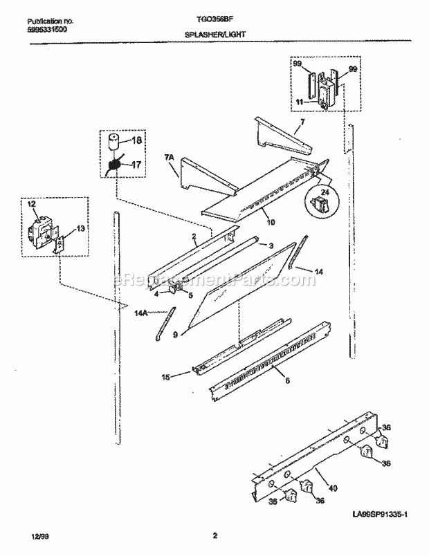 Tappan TGO356BHD2 Gas Tappan/Gas Range - P5995331872 Splasher Diagram