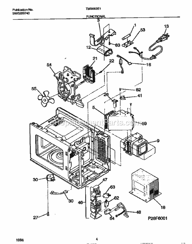 Tappan TMS062E1S0 Table Top Tappan Microwave Oven Functional Diagram