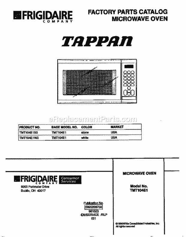 Tappan TMT104E1S0 Table Top Tappan Microwave Oven - 5995289708 Page B Diagram