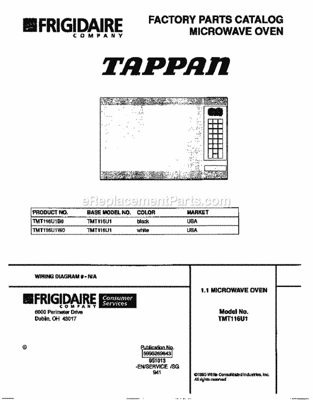 Tappan TMT116U1W0 Table Top Tappan Microwave Oven - 5995269643 Page B Diagram