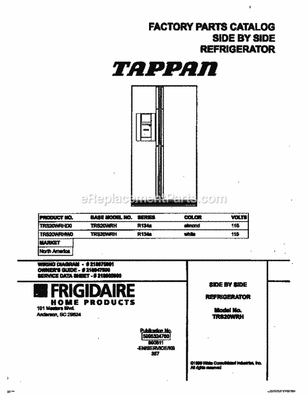 Tappan TRS20WRHW0 Side-By-Side Tappan/Refrigerator - P5995324760 Page C Diagram