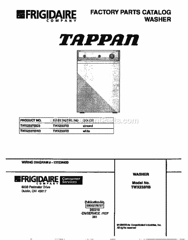 Tappan TWX233RBD3 Residential Tappan Washer - 5995278727 Page C Diagram