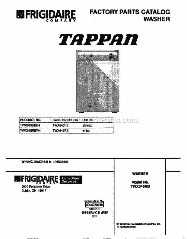 Tappan TWX645RBD4 Residential Tappan Washer - 5995278768 Page C Diagram