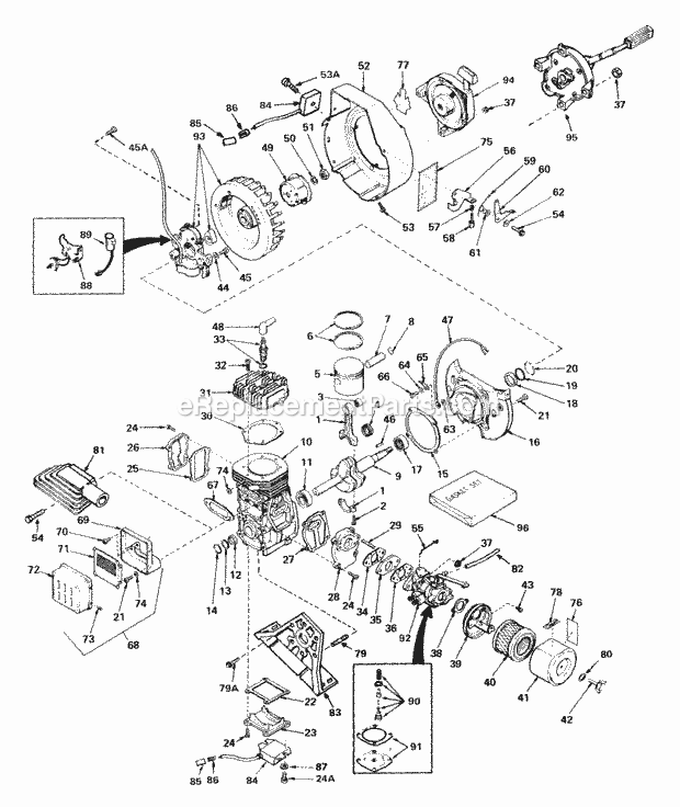 Tecumseh 1500-1563A 2 Cycle Horizontal Engine Engine Parts List Diagram