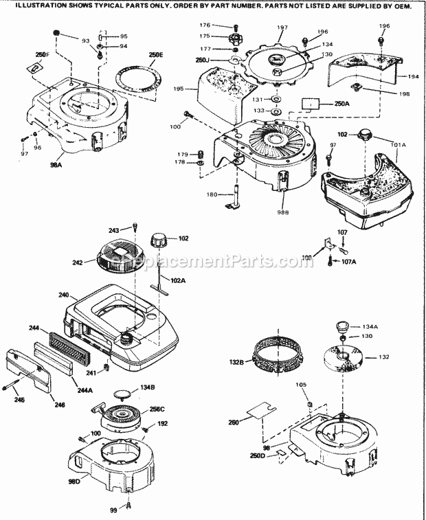 Tecumseh ECV100-145022A 4 Cycle Vertical Engine Engine Parts List #3 Diagram