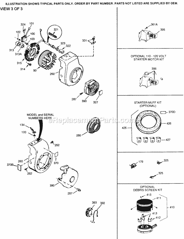 Tecumseh H30-35425S 4 Cycle Horizontal Engine Engine Parts List #3 Diagram