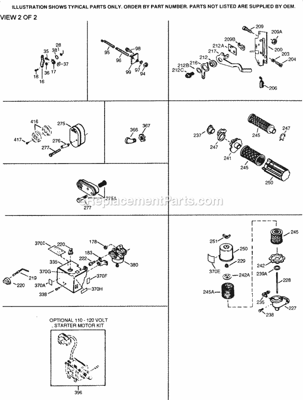 Tecumseh H30-35463X 4 Cycle Horizontal Engine Engine Parts List #2 Diagram