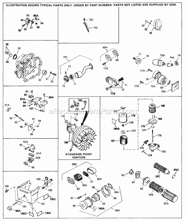 Tecumseh H35-45433R 4 Cycle Horizontal Engine Engine Parts List #2 Diagram