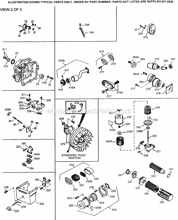 Tecumseh H35-45626S 4 Cycle Horizontal Engine Engine Parts List #2 Diagram