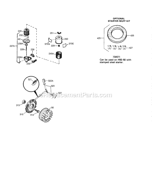 Tecumseh H60-75530U 4 Cycle Horizontal Engine Engine Parts List #3 Diagram