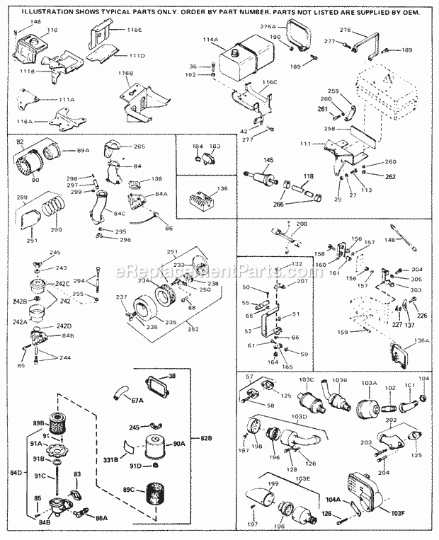 Tecumseh H70-130172A 4 Cycle Horizontal Engine Engine Parts List #3 Diagram
