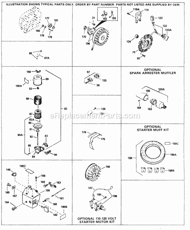 Tecumseh H70-130253K 4 Cycle Horizontal Engine Engine Parts List #2 Diagram