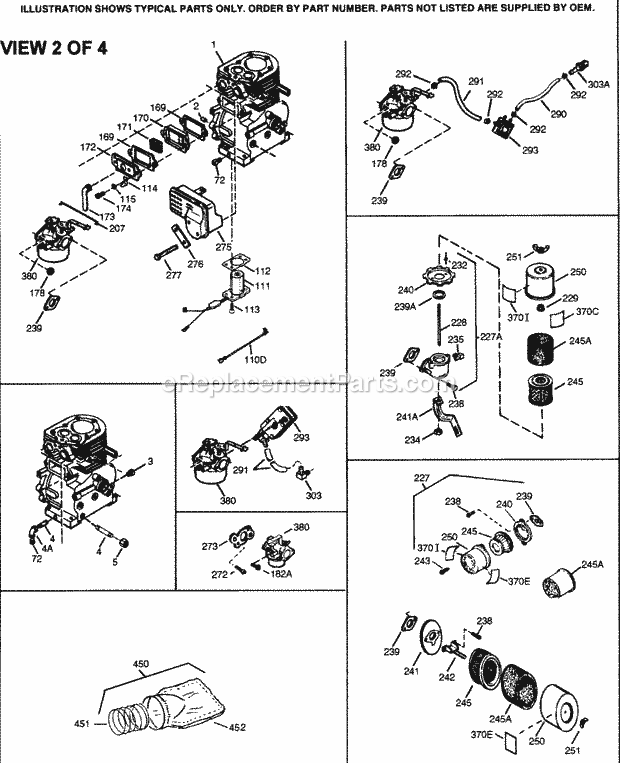 Tecumseh HM80-155537S 4 Cycle Horizontal Engine Engine Parts List #2 Diagram