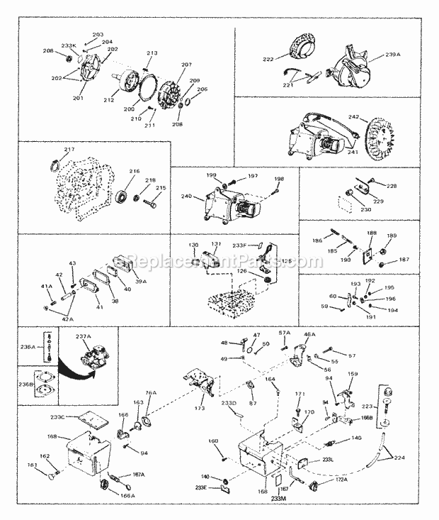 Tecumseh HS40-55388C 4 Cycle Horizontal Engine Engine Parts List #2 Diagram