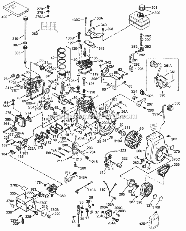 Tecumseh HSSK50-67002N 4 Cycle Horizontal Engine Engine Parts List Diagram