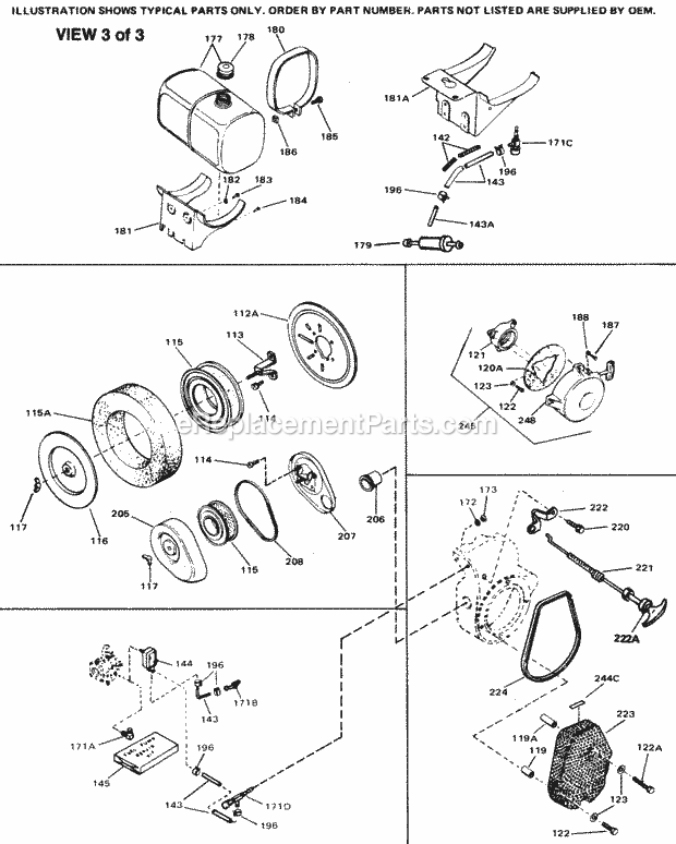 Tecumseh OH160-170119E 4 Cycle Horizontal Engine Engine Parts List #3 Diagram