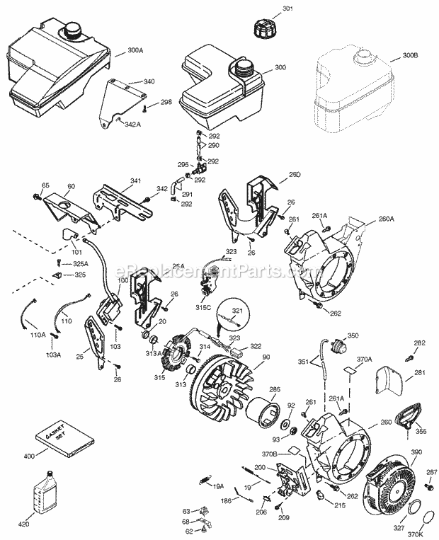 Tecumseh OH195SA-72536G 4 Cycle Horizontal Engine Engine Parts List #Ohsk5xb Diagram